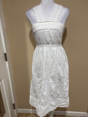 Abercrombie & Fitch White Eyelet Midi Dress
